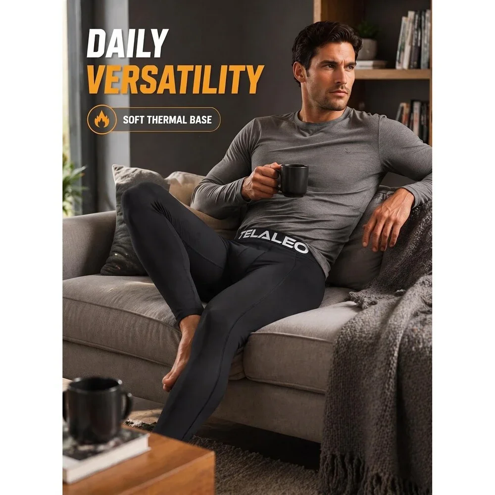 Men's 5 Pack Thermal Compression Pants Fleece Lined Sports Tights Athletic M